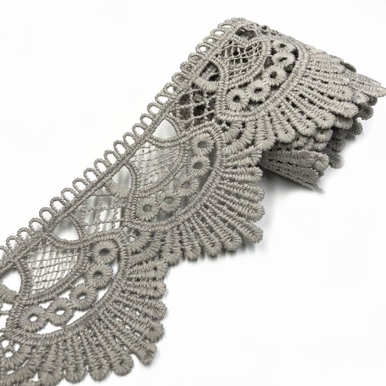 aladdien - Vintage Kanten Riem - Decoratieve Band - 6.5cm Breedte - Geschikt voor DIY - Modeaccessoire - Perfect voor Kleding - Grijs van Merkloos