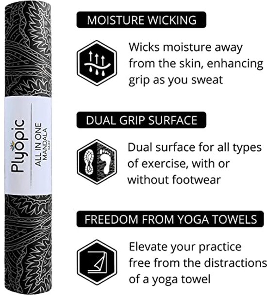 All-in-One Yoga Mat voor Yoga, Pilates en Fitness | Eco-vriendelijk Natuurrubber | Anti-slip en Duurzaam van Merkloos