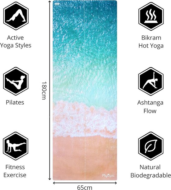 All-in-One Yoga Mat | Zweet-Grip Mat/Handdoek Combo | Milieuvriendelijk Natuurlijk Rubber | Beste voor Yoga, Pilates, Oefening, Fitness, Bikram en Hot Yoga van Merkloos