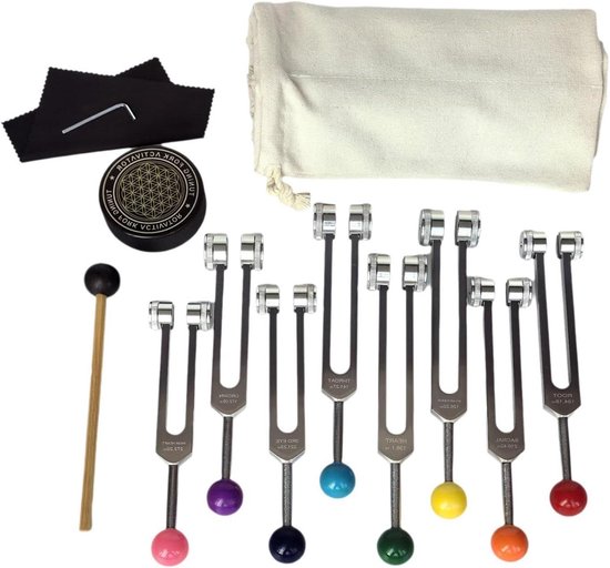 Allecta - Chakra stemvorkset met stemvork-activator voor genezing en neurologie. Gebruik voor yoga, meditatie, klanktherapie en stressverlichting. van Merkloos