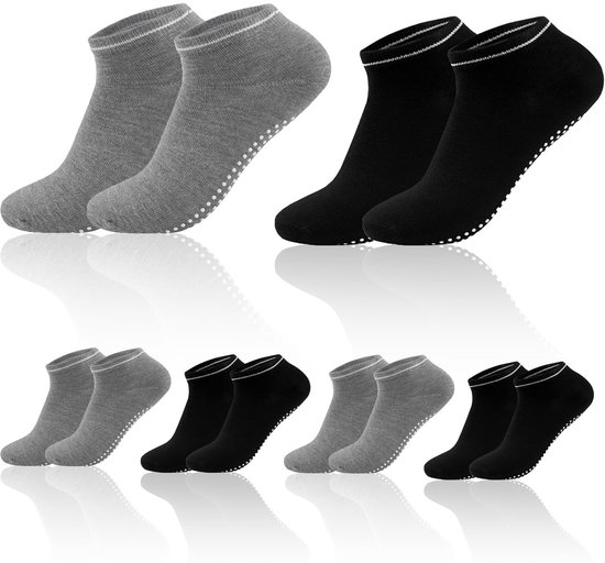 Allecto - Grip Socks - Non-Slip Pilates Sokken - Zacht en Comfortabel - Zwart/Grijs - Yoga Sokken - Ideaal voor Thuis en Sport - One Size van Merkloos