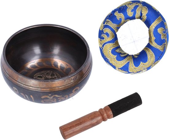 Allecto - Meditatieklankschaal - Handgemaakt - Zwart - Yoga accessoires - Mindfulness instrument - Geschikt voor meditatie - Boeddha design van Merkloos