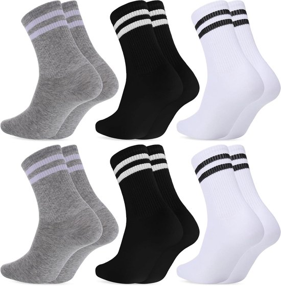 Allecto Plus - 6 paar witte katoenen tennis sportsokken dames maat 35-38/39-42