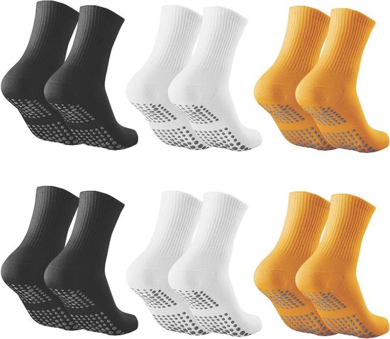 Allecto Plus - Antislipsokken voor dames 6 paar gripsokken pilatessokken antislip volwassenen dans ballet trampoline sport