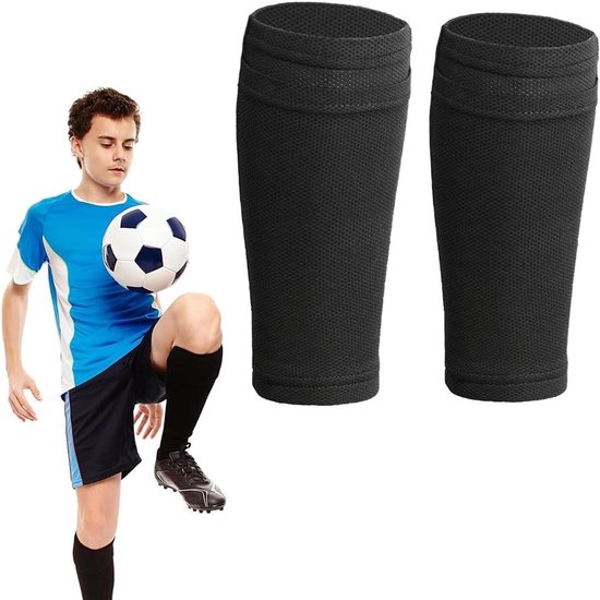 Allecto Plus - Scheenbeschermers 1 paar voetbalsokken voor kinderen en volwassenen beginners - ademend en antislip - zwart van Allecto Plus