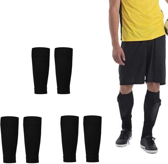 Allecto plus - Voetbalsokken met Scheenbeschermers voor Kinderen, Jongeren en Volwassenen - 3 paar Zwart Nylon Ademend Materiaal van Allecto Plus