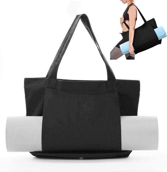 Allecto Plus - Yoga Mat Draagtas - Groot Formaat - Voor Fitness en Strand - Zwart - 45 x 35 x 15 cm