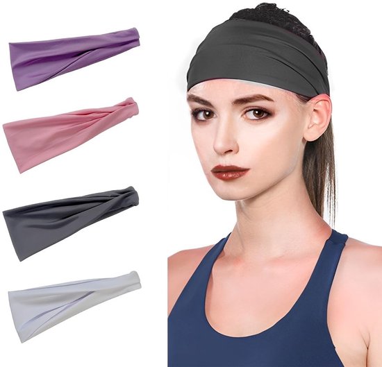 Allecto - Sporthoofdbanden - Dames - Absorberend - Set van 4 - Yoga - Fitness - Perfect voor actieve vrouwen - Diverse kleuren van allecto