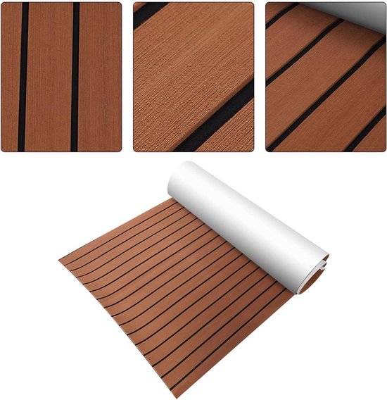 Allecto - Vloerbedekking - Teak - Zelfklevend - Schuim - Mat - Yacht - Camper - 240x90x0,6 cm.