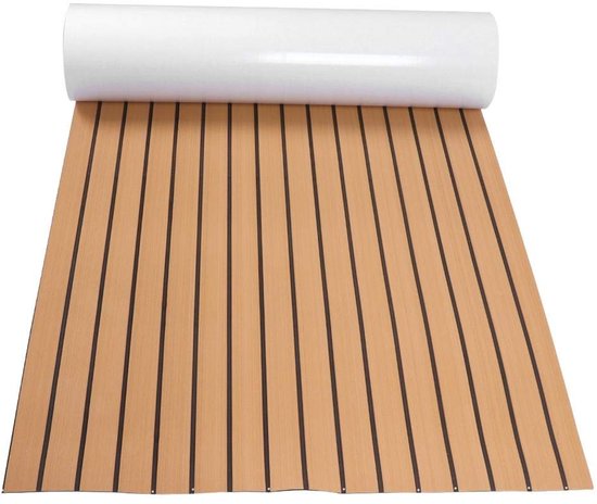 Allecto - Vloerbedekking - Zelfklevend - Hoogwaardig EVA-schuim - 90 x 240 cm - Slipweerstand - Ideaal voor boten en jachten - Goud en zwart