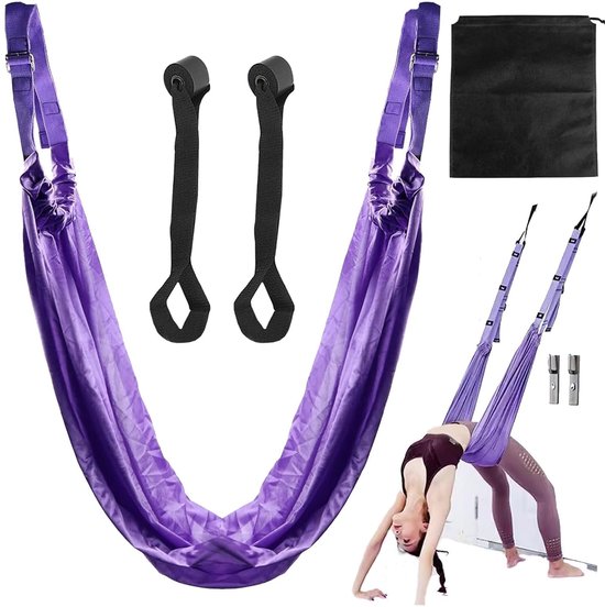 Allecto - Yoga Belt - Leg Stretcher - Verbeter je flexibiliteit - Paars - Inversion Swing Hammock - Ideaal voor Yoga en Pilates - Geschikt voor beg... van allecto