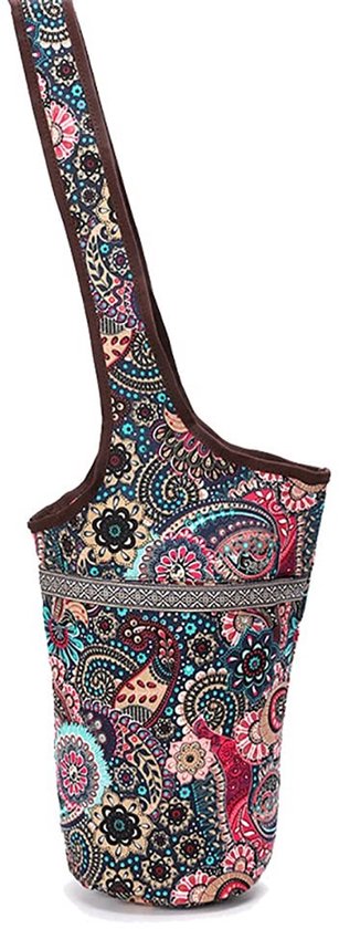 Allecto - Yogamat tas - Yoga accessoires - Groot formaat - Cashew bloemenpatroon - Dames - Past op de meeste maten - Roze yoga tas