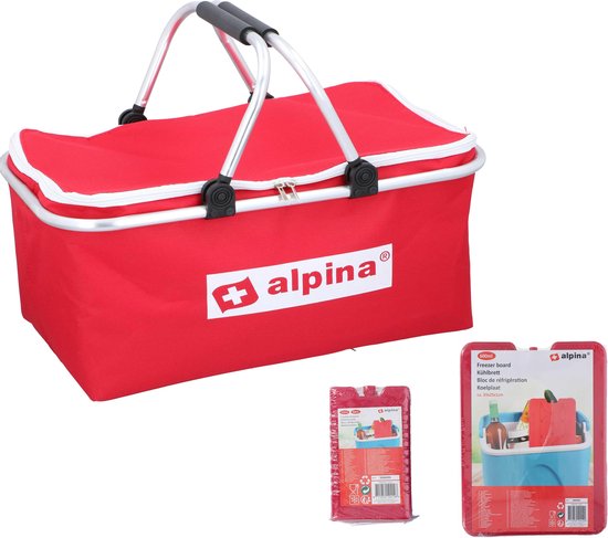 Alpina koeltas / koelbox + 5 koelelementen, lichtgewicht - opvouwbaar - 25 liter inhoud van Alpina