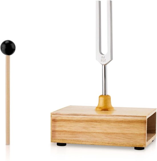 Aluminium Stemvork Set voor Klankgenezende Yoga Meditatie - 528 Hz Stemvork met Klankkast, Hamer en Houten Kastje van Merkloos