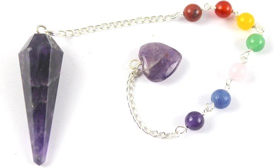 Amethist Pendel - Wichelroede Kristal - Energetisch Balanceren - Natuurlijke Steen - 2 inch - Paars