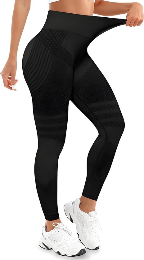 Anti-cellulite leggings voor vrouwen, lange sportleggings met compressie, hoge taille en push-up effect voor yoga en pilates