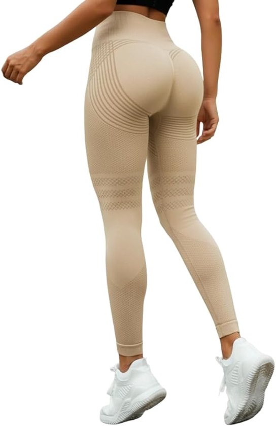 Anti-cellulitis-leggings - sportlegging voor dames - lange compressielegging billen push-up hoge taille ondoorzichtig - yoga pilates sportbroek - 1 stuk-Sportbroek - Donker kaki - XXXL