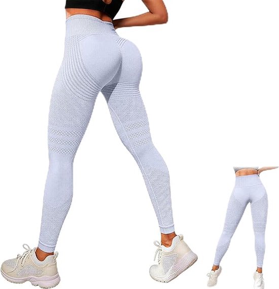 Anti-cellulitis-leggings - sportlegging voor dames - lange compressielegging billen push-up hoge taille ondoorzichtig - yoga pilates sportbroek - 1 stuk-Sportbroek - Lichtpaars - XL