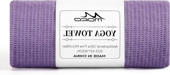Anti-slip Yoga Handdoek met Hoekzakken en Bevestigingspunten, 180 x 60 cm, Ideaal voor Pilates, Fitness en Meditatie, Paarse Gymnastiekmat Hoes