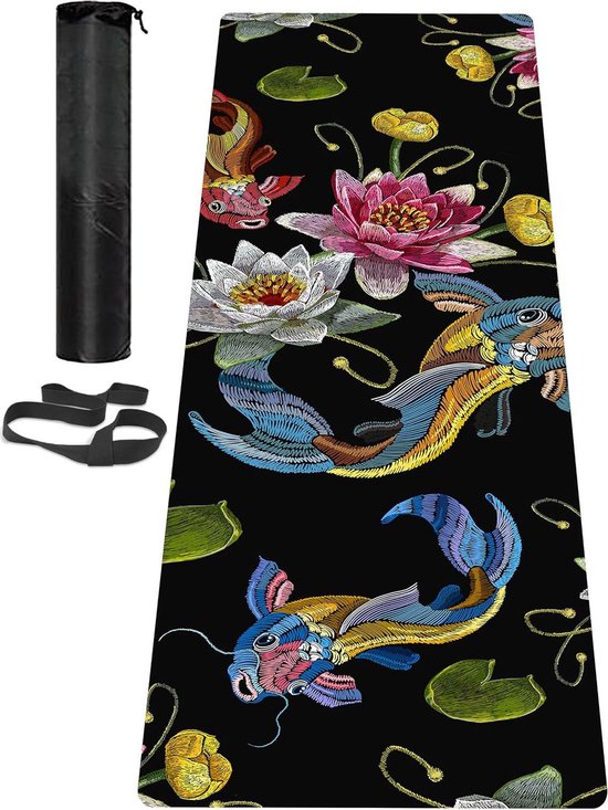 Antislip en Milieuvriendelijke Oefeningsmat - Dikke Fitnessmat met Riemen - Geschikt voor Yoga, Pilates, Fitness - 183CM x 61CM x 6MM