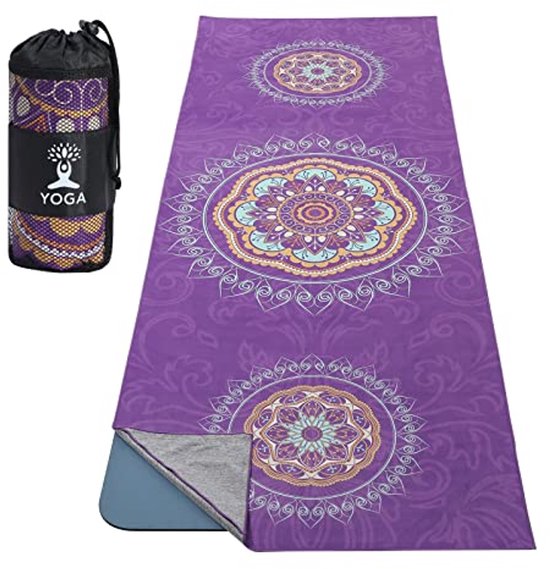 Antislip en Sneldrogende Yogamat met Bevestigingshoeken - Zachte Yoga-deken met Mandala Print