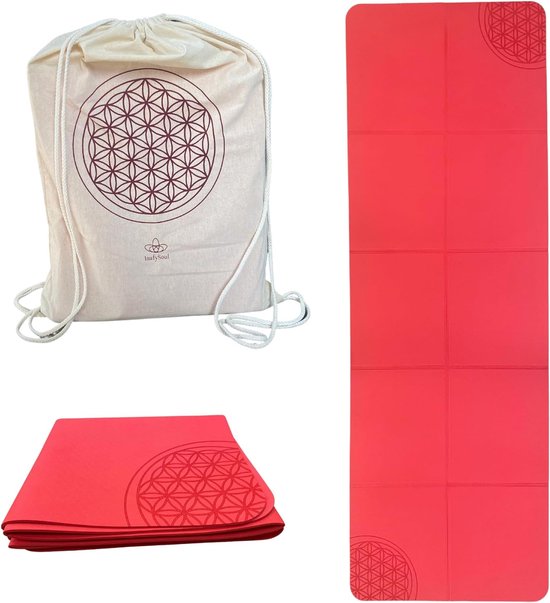 Antislip opvouwbare yogamat Recyclebare TPE yogamat voor reizen Yogamat Pilates Fitness Gym 72 "x 24" van Merkloos