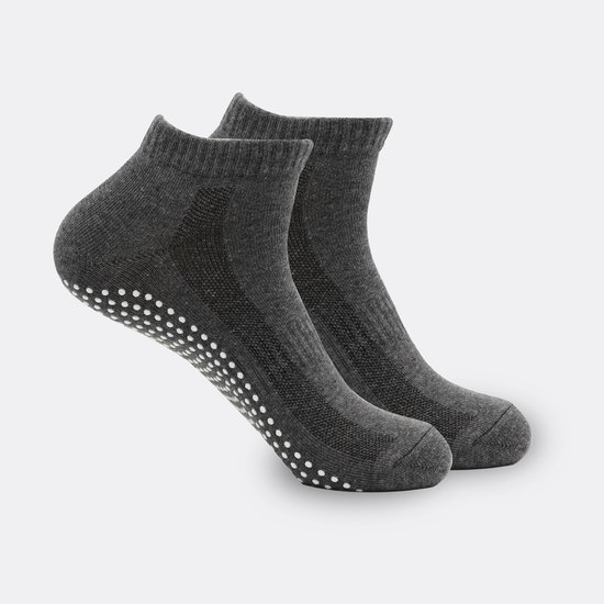 Antislip Pilates-sokken – Set van 3 paar – Unisex – Voor yoga, ballet en vechtsport – Fitness-sokken – Eén maat - Donkergrijs