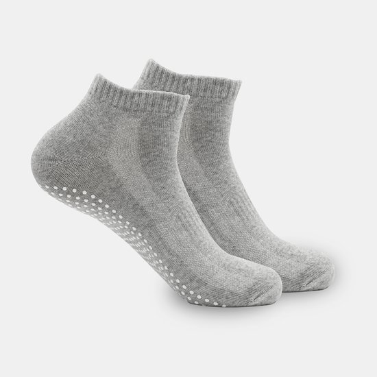Antislip Pilates-sokken – Set van 3 paar – Unisex – Voor yoga, ballet en vechtsport – Fitness-sokken – Eén maat - Lichtgrijs