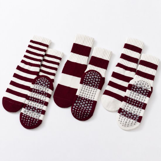 Antislip Pilatessokken voor dames - Verpakking van 3 paar - One size fits all - Antislip en zacht - Geschikt voor Pilatesapparatuur, yoga, fitness en andere oefeningen - Enkellange antislipsokken