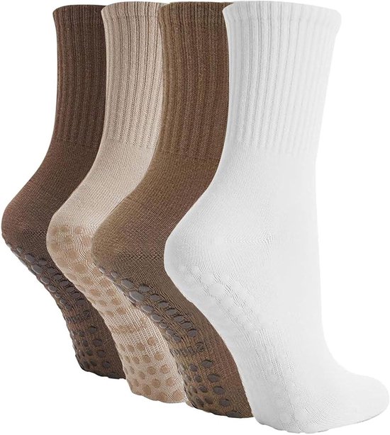Antislip sokken dames - Pilates Yoga Ballet - 3 paar stoppersokken van Merkloos