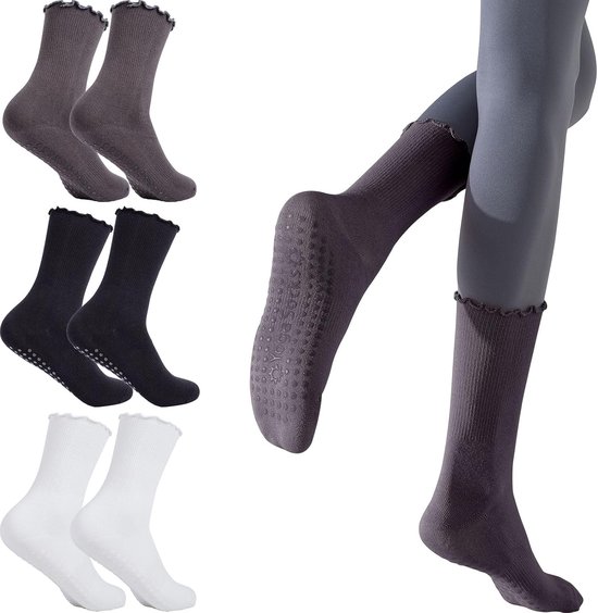 Antislip Sokken met Grips voor Yoga, Pilates & Dans - 3 Paar