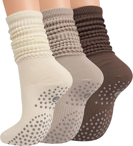 Antislip sokken pilates - yoga sokken - Grip sokken voor vrouwen en mannen - yoga sokken antislip - voor Lange Scrunch Slipper Sokken