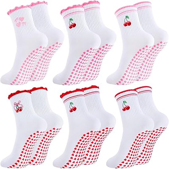 Antislip Sokken - Yoga Sokken - 6 Paar Pilates- en Yogasokken voor Dames - Schattige Antislip Sokken - Sportsokken voor Barre-Training van TOM\Html  
