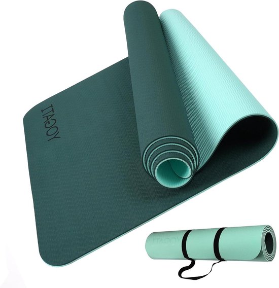 Antislip sportmat met draagriem - gymnastiekmat voor yoga pilates fitness - mannen vrouwen - trainingsmat yoga - grijs Yoga mat van Proworks