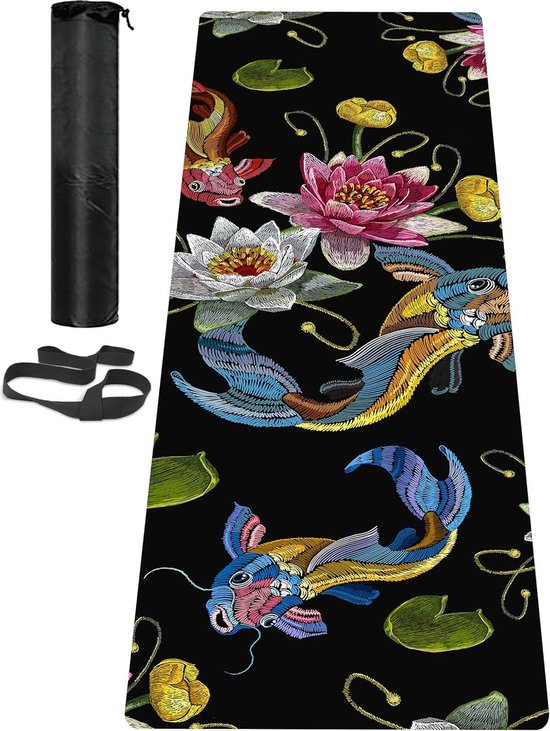 Antislip Yoga Mat Met Riemen - Milieuvriendelijke Dikke Fitnessmat - Geschikt voor Yoga Pilates Fitness - 183CM x 61CM x 6MM Yogamat van Keywaves