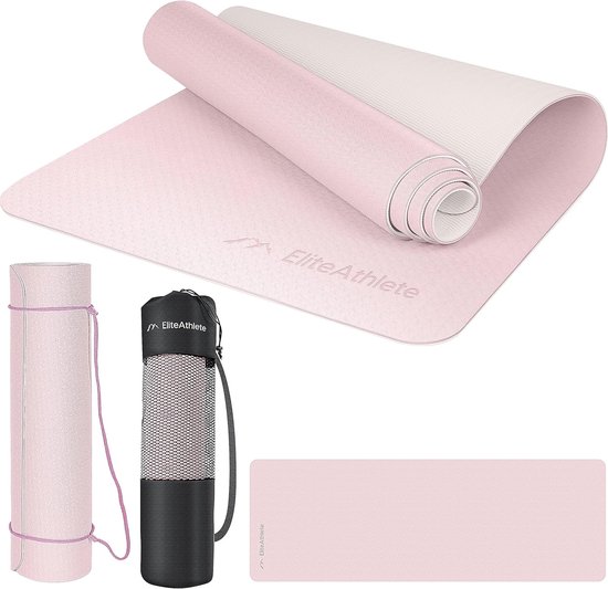 Antislip Yoga Mat - Sportmat voor Fitness en Pilates - Fitness Mat 183 cm x 61 cm x 06 cm - Yogamat met draagriem en tas