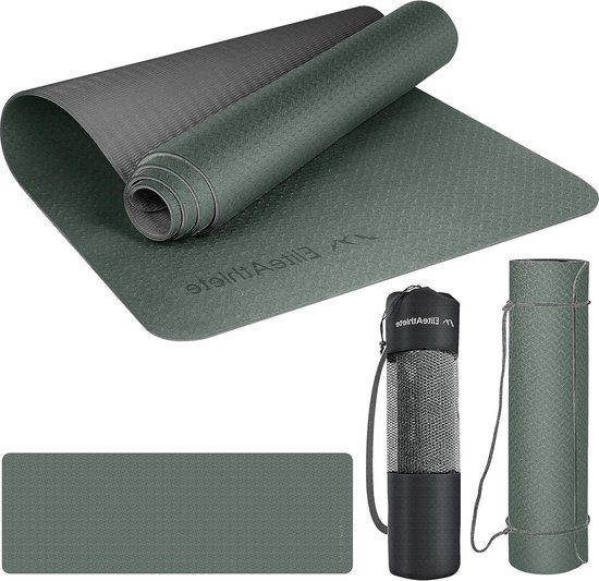 Antislip Yoga Mat - Sportmat voor Fitness - Fitness mat - Turnmat voor Pilates - Yogamat 183 cm x 61 cm x 06 cm met draagriem en tas