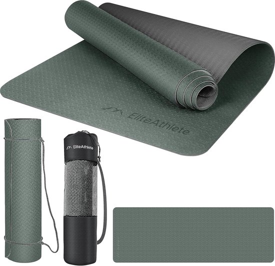 Antislip Yoga Mat - Sportmat voor Fitness - Fitness mat - Turnmat voor Pilates - Yogamat 183 cm x 61 cm x 06 cm met draagriem en tas