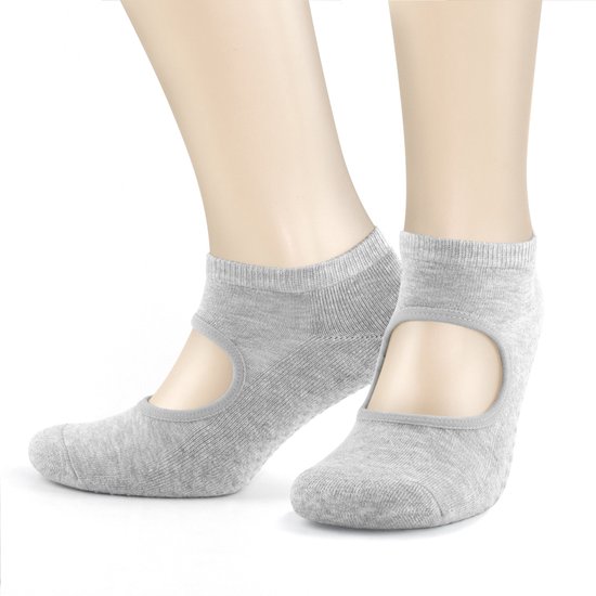Antislip Yoga Sokken-2 paar-GoWith-Grijs-Maat 35-40 van Merkloos