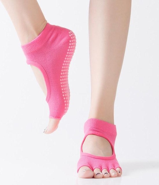 Antislip Yoga sokken - Hot Pink - One Size Fits All van ToeSox