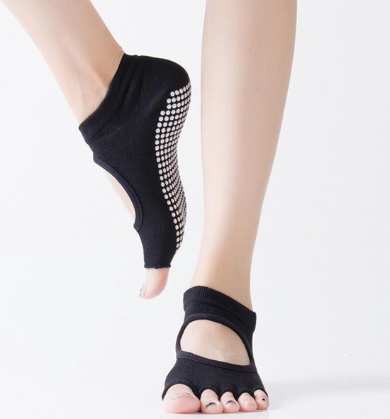 Antislip Yoga sokken - Zwart - One Size Fits All van ToeSox