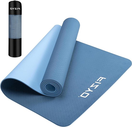 Antislip yogamat 06 cm 183 x 61 cm - TPE gymnastiekmat voor pilates yoga workout - gevoerd en superdun - incl. transportband en tas van Lionedo