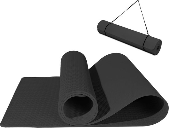 Antislip Yogamat 6mm Dik TPE - Milieuvriendelijke Fitnessmat met Draagriem voor Yoga, Pilates en Workout