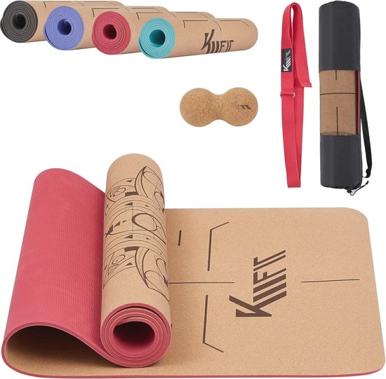 Antislip Yogamat - Extra Dikke Sportmat voor Fitness, Pilates & Gymnastiek - Inclusief Draagtas, Yogariem en Massagebal - Roze
