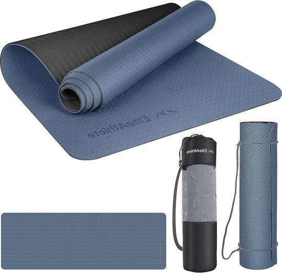 Antislip Yogamat - Fitnessmat voor Pilates - 183 cm x 61 cm x 06 cm - Incl. Draagriem en Tas van Merkloos