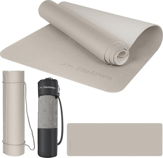 Antislip Yogamat - Fitnessmat voor Pilates, Gymnastiek en Aerobics, 183 cm x 61 cm x 0,6 cm, Gevoerd en Inclusief Draagtas van Joyletics