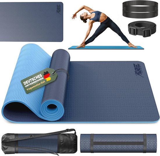 Antislip Yogamat - ftalaatvrij, Gymnastiekmat, Fitnessmat met Draagriem - 183 x 61 x 0,6 cm