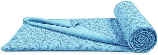 Antislip Yogamat met Handdoek, Microfiber Sneldrogend en Zweetabsorberend voor Yoga en Pilates - Hemelsblauw (183x63cm) van Merkloos