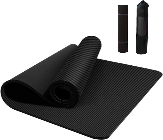 Antislip Yogamat - Oefenmat - Thuisgymnastiek - Extra dikke demping - 185 x 61 cm - Zwart