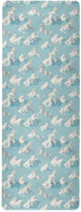 Antislip Yogamat - Pilates Oefenmat - Thuis Sporten - Niet-giftig Materiaal - 71x26 Inch - Eenhoorn Wolk Wit